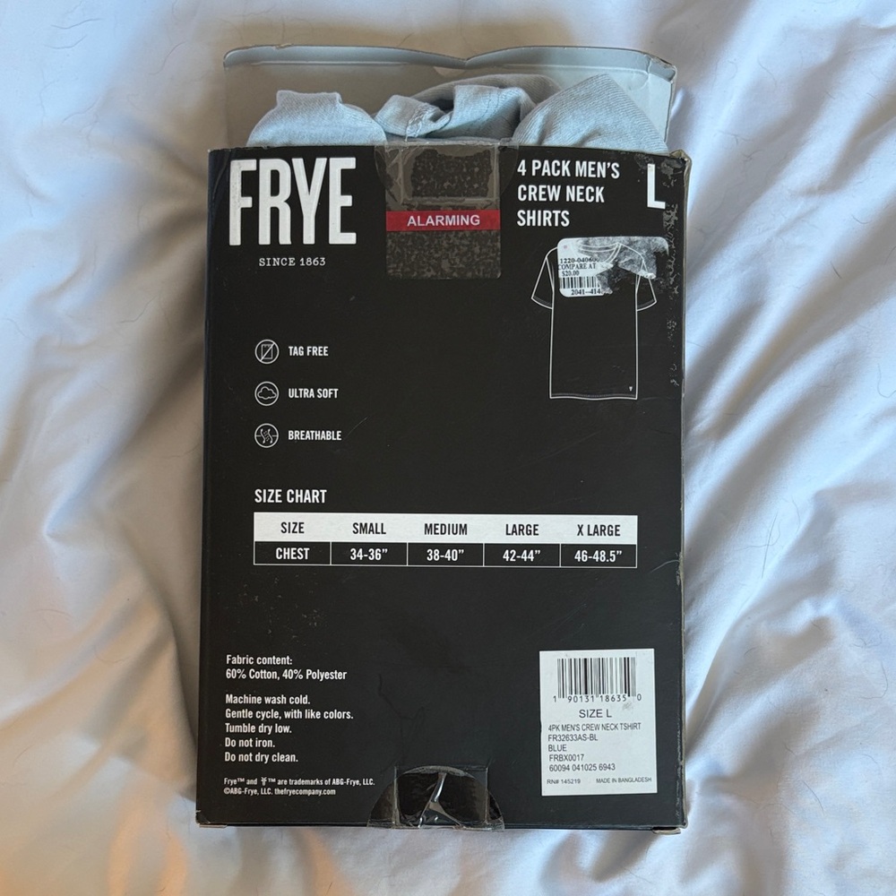 Super soft!! Frye Men's Crew Neck T-Shirts 4-Pack in Blue and Gray - Picture 2 of 5